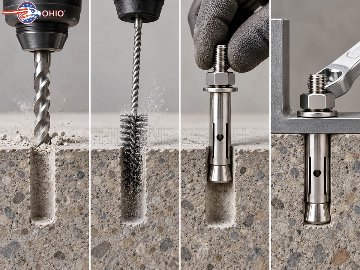 Cách khoan lỗ và lắp đặt tắc kê nở inox