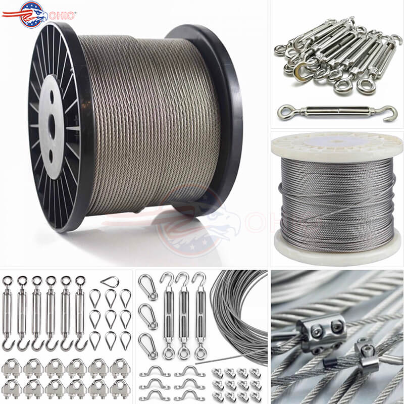 Cáp thép đi kèm tăng đơ, ốc siết cáp