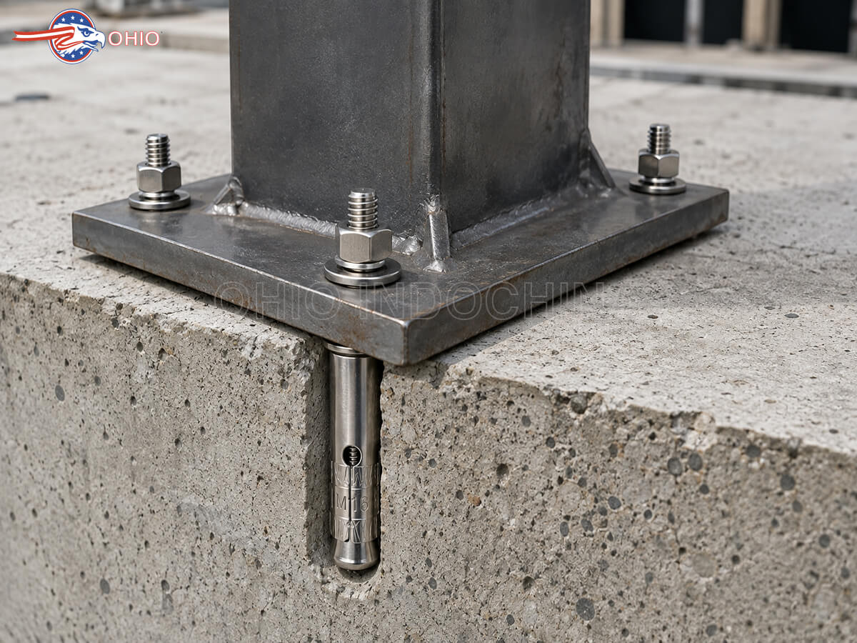 Ứng dụng tắc kê nở inox cố định bản mã vào bê tông