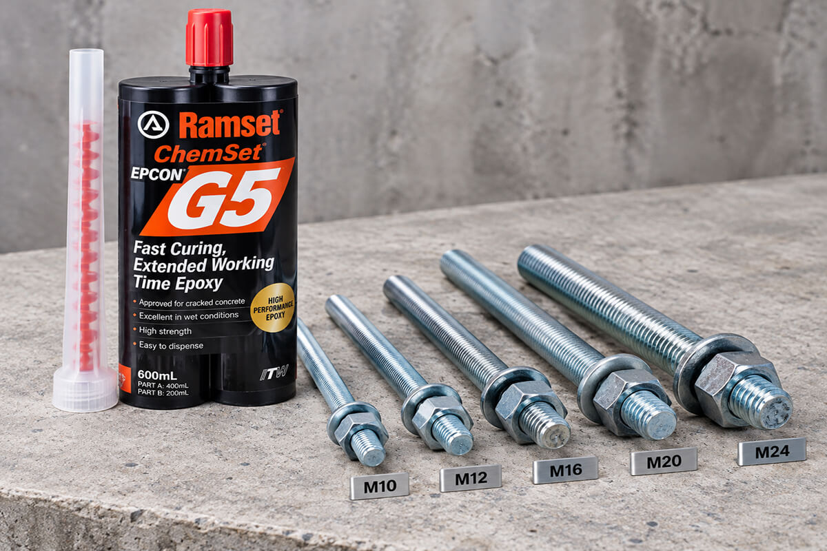 Bu lông hóa chất Ramset Epcon G5 và thanh ren ChemSet