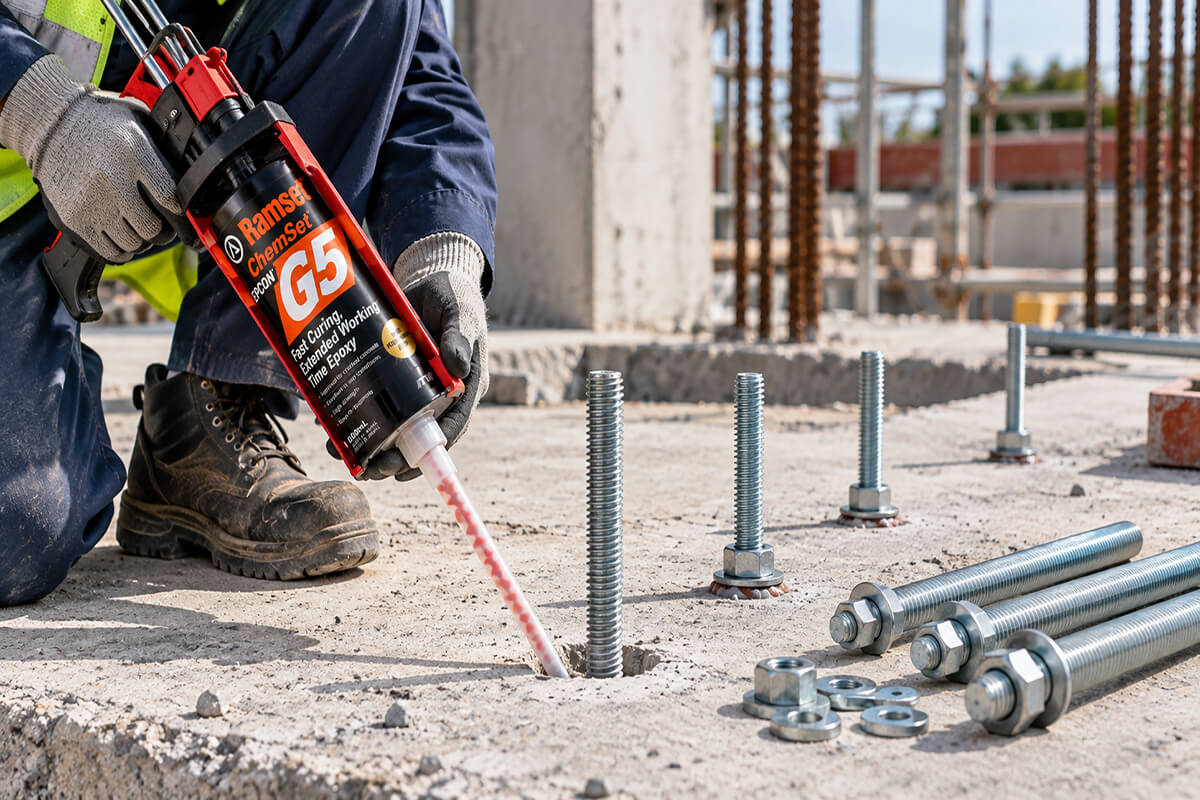 Thi công bu lông hóa chất Ramset trong bê tông